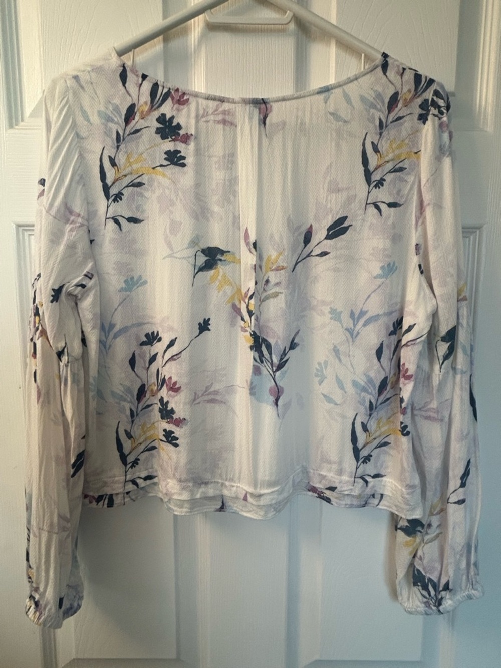 Gentle Fawn Floral Boho Blouse Cropped Flowy Balloon Sleeve M - Picture 2 of 7